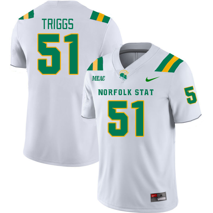 Men-Youth #51 Marcus Triggs Norfolk State Spartans 2023 College Football Jerseys Stitched-White